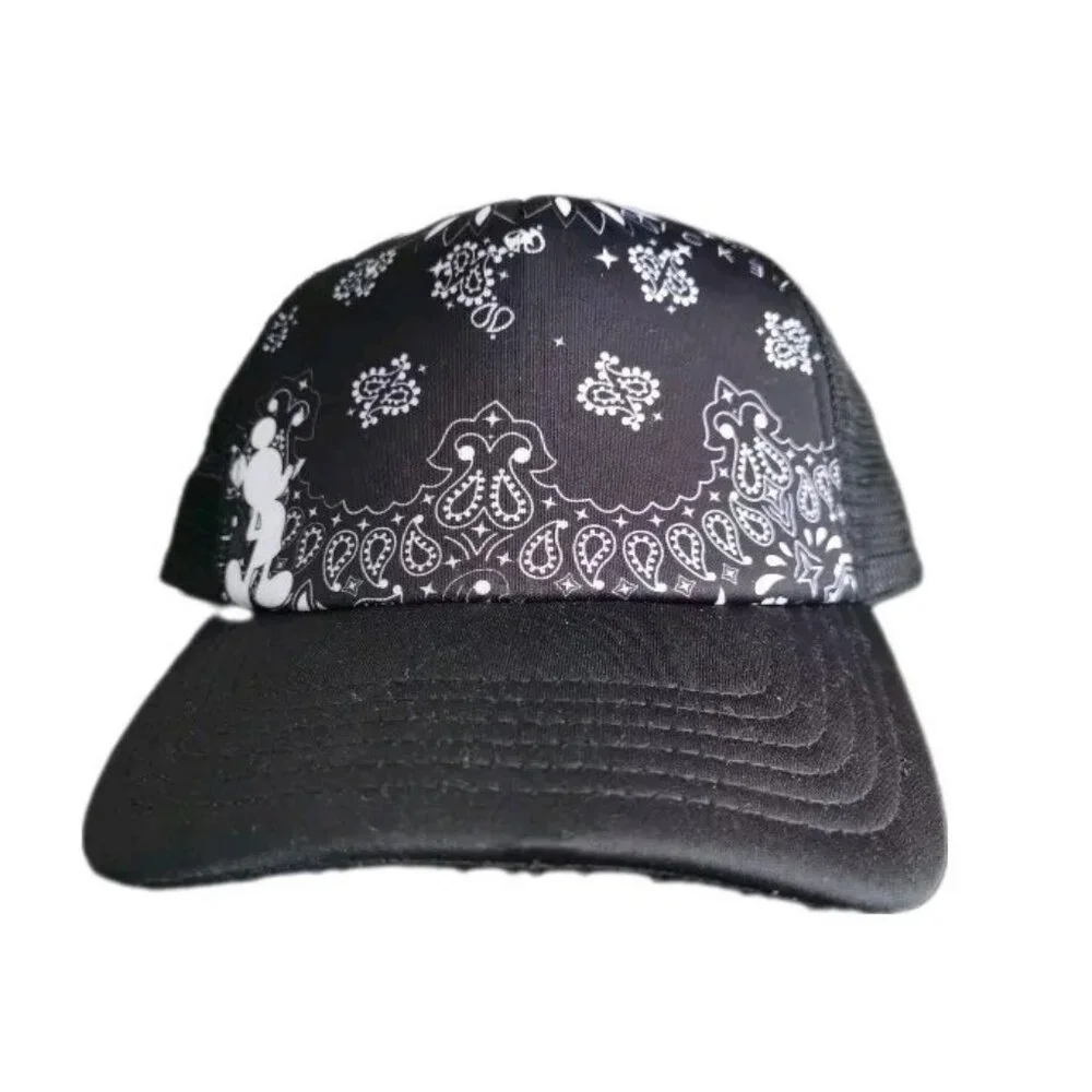 Neff x Disney Mickey Bandana Trucker Hat Snapback Black White RARE, New w/‎ Tags